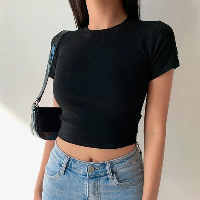 Viola | Casual Cropped T-shirt met Strakke Pasvorm