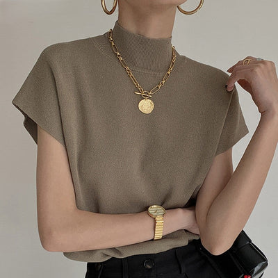 Vivian | Chic Mouwloze Coltrui voor een Elegante Look