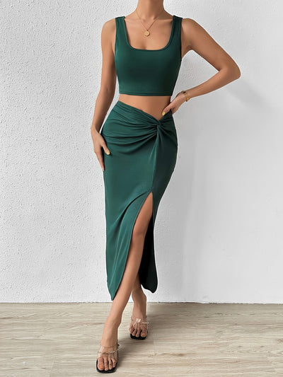 Vivienne | Elegante Twee-Delige Set met Hoge Split Rok