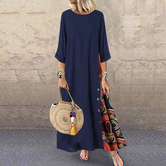 Cecilia - zomer maxi jurk met halve mouwen
