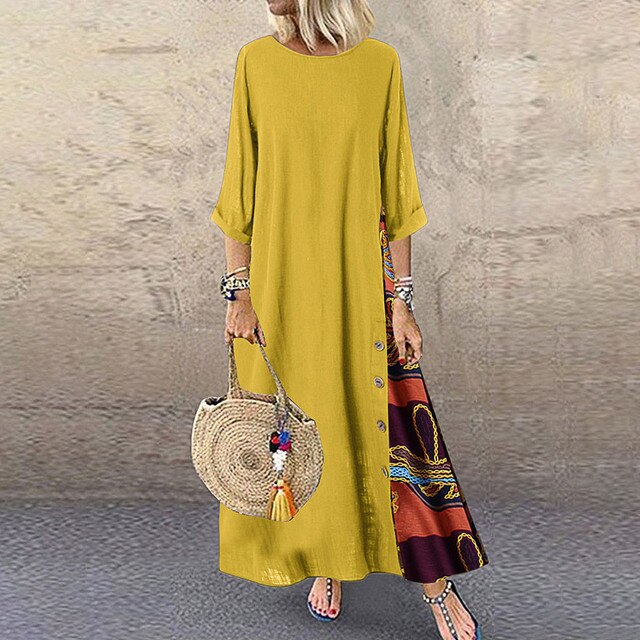 Cecilia - zomer maxi jurk met halve mouwen