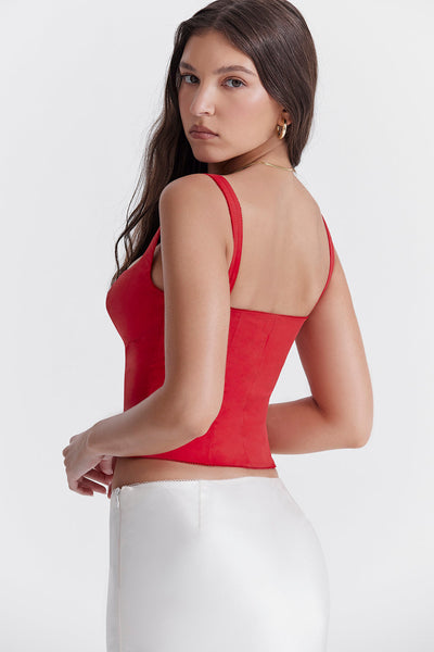 Helvara - Fiery Red Corset Top
