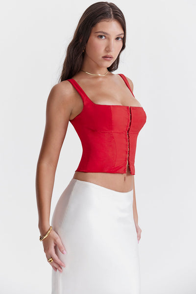 Helvara - Fiery Red Corset Top