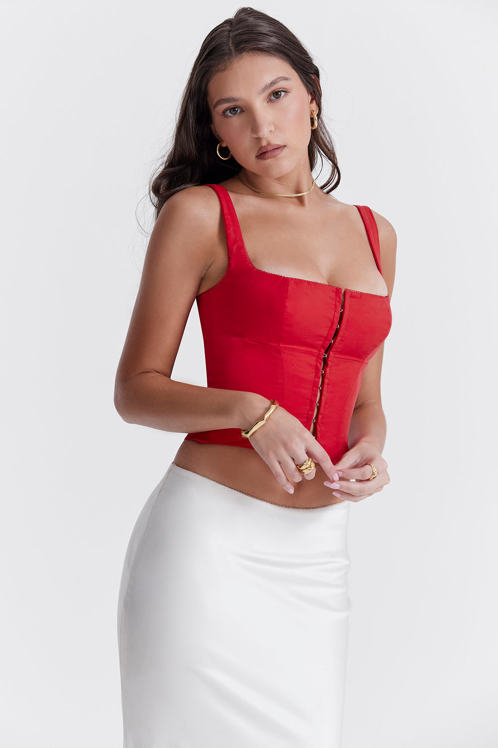 Helvara - Fiery Red Corset Top