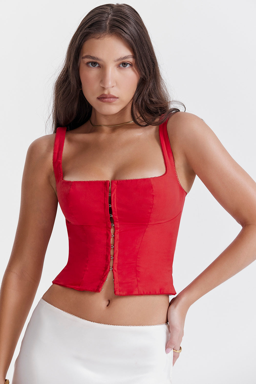 Helvara - Fiery Red Corset Top