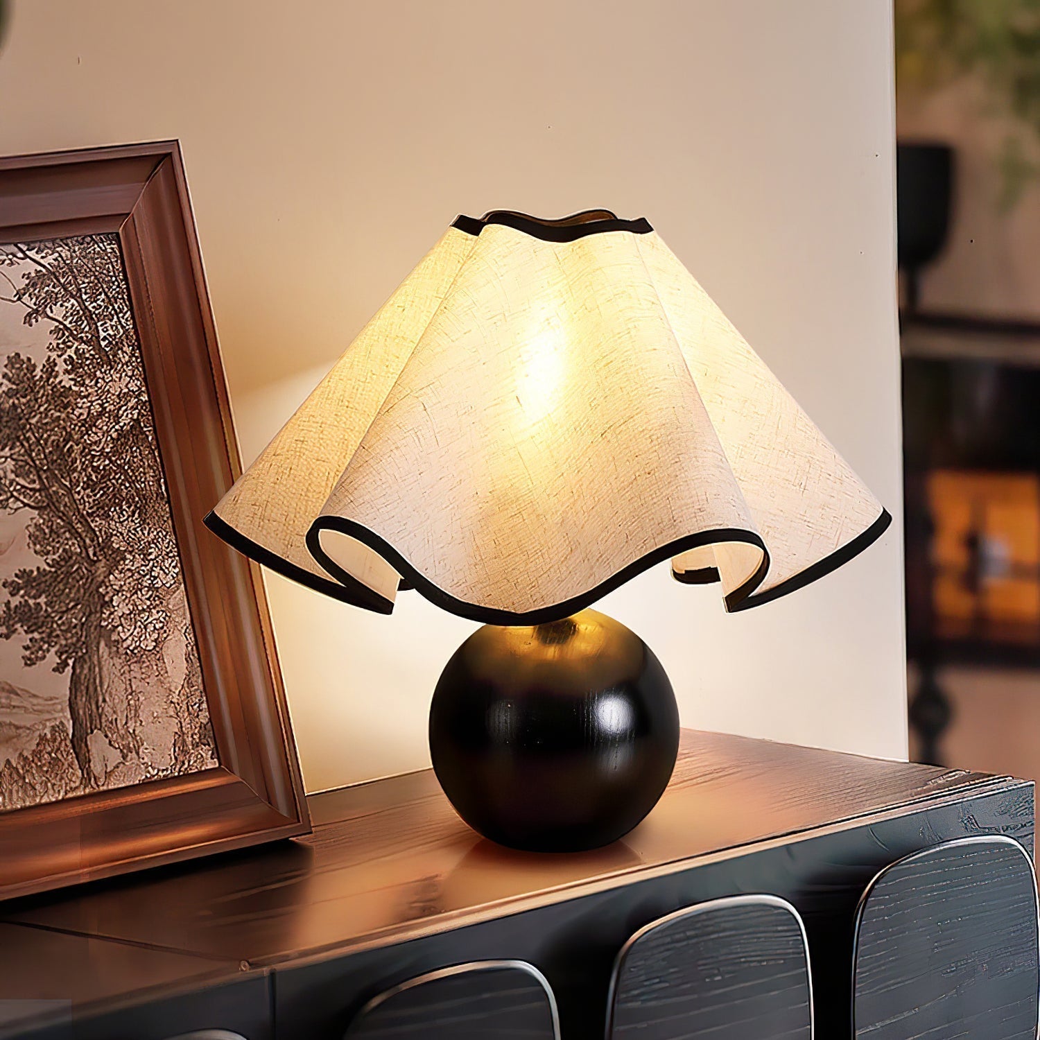 Mirelle - Wave Crest Fabric Shade Table Lamp
