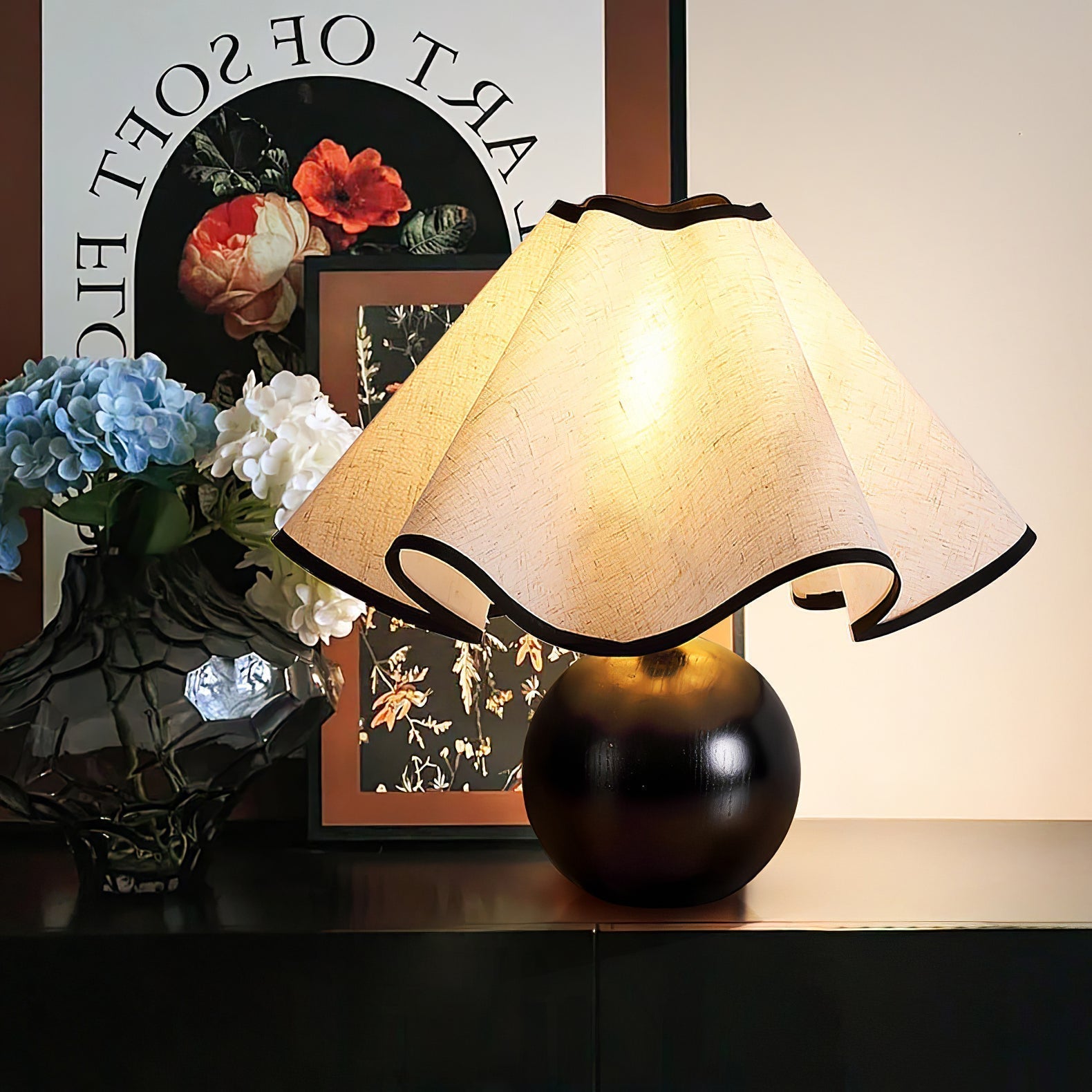 Mirelle - Wave Crest Fabric Shade Table Lamp