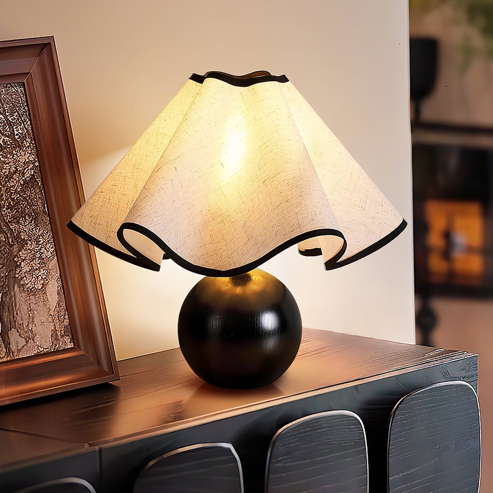 Mirelle - Wave Crest Fabric Shade Table Lamp
