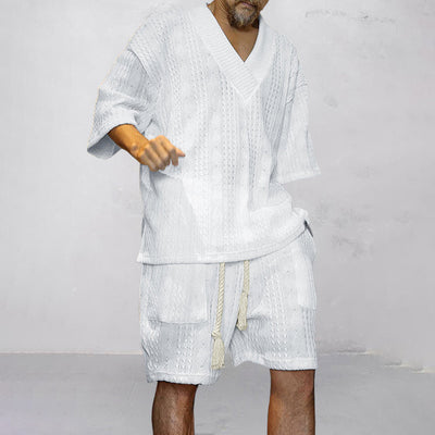 NICOLÒ - Stijlvol gebreid shirt en shortset