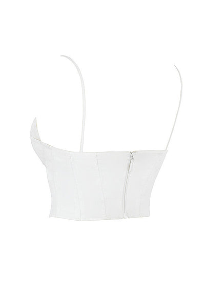 Helvianne - White Corset Top with Ruffles
