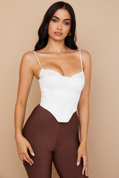 Helvianne - White Corset Top with Ruffles