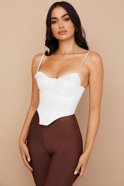 Helvianne - White Corset Top with Ruffles