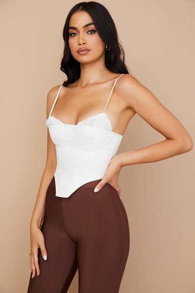 Helvianne - White Corset Top with Ruffles