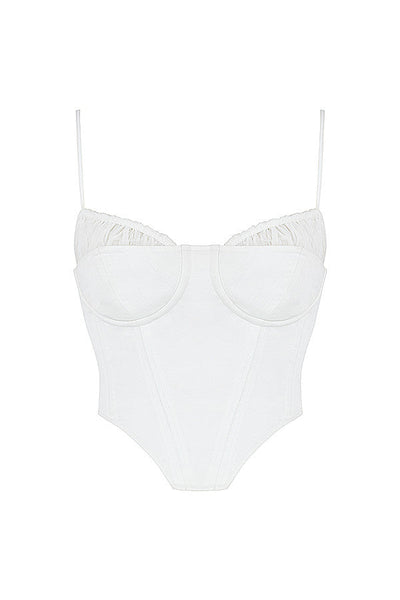 Helvianne - White Corset Top with Ruffles