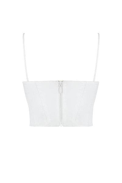 Helvianne - White Corset Top with Ruffles