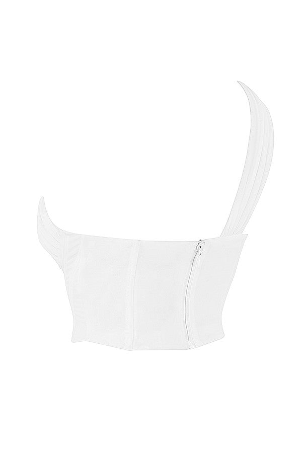 Havienna - White Asymmetric Top with Mesh and Cutout