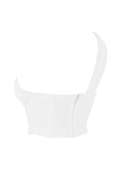 Havienna - White Asymmetric Top with Mesh and Cutout