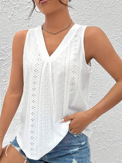 Helisanne - White Broderie Anglaise Tank Top