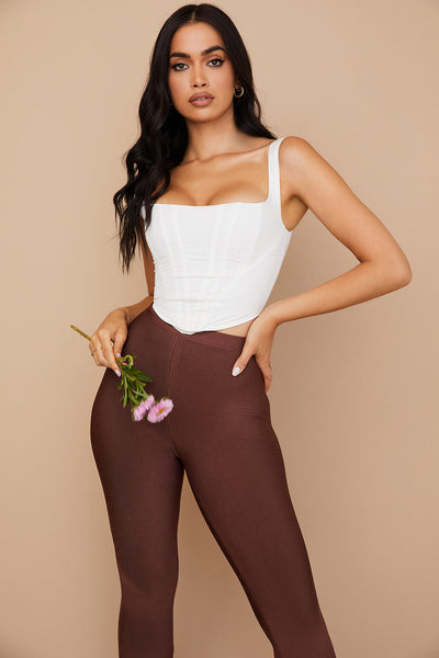 Havienna - White Cotton Corset Top with Square Neckline