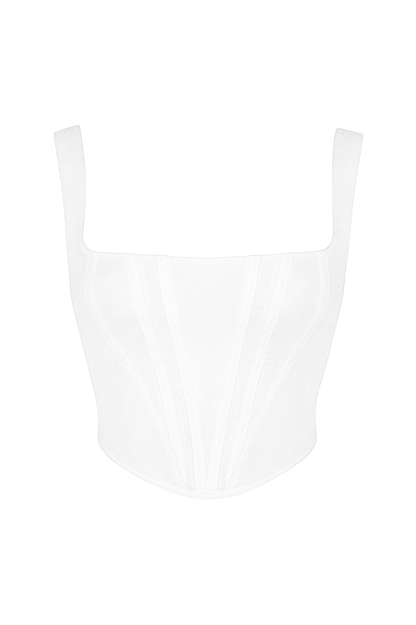 Havienna - White Cotton Corset Top with Square Neckline