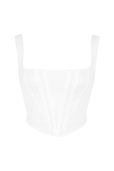 Havienna - White Cotton Corset Top with Square Neckline