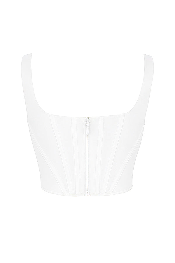 Havienna - White Cotton Corset Top with Square Neckline