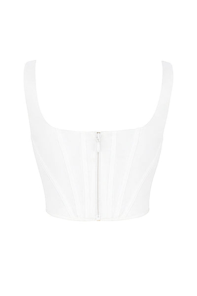 Havienna - White Cotton Corset Top with Square Neckline