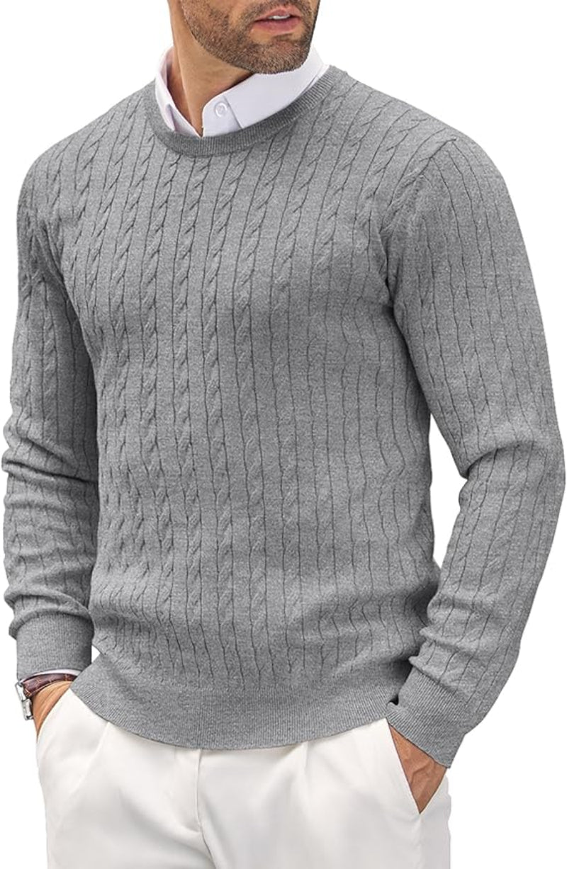 Slim fit fijn gebreide heren trui met ronde hals
