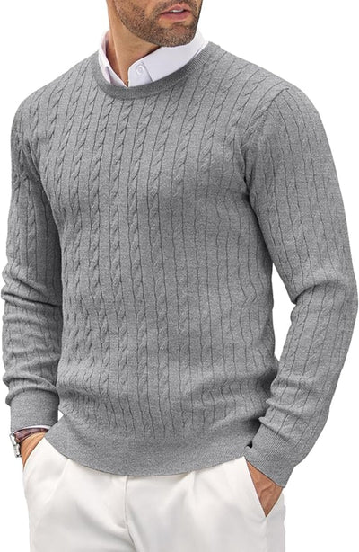 Slim fit fijn gebreide heren trui met ronde hals