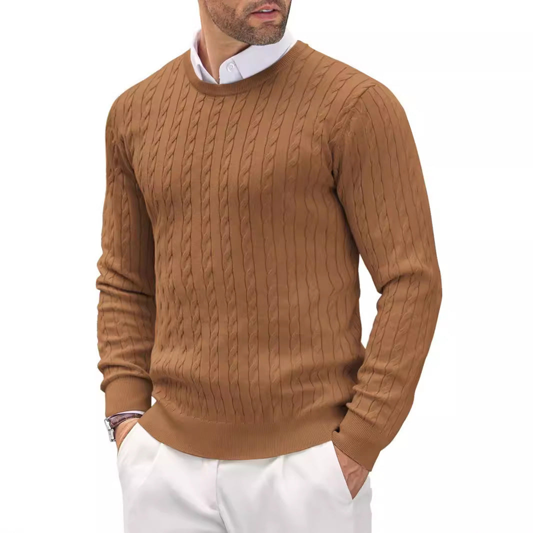 Slim fit fijn gebreide heren trui met ronde hals