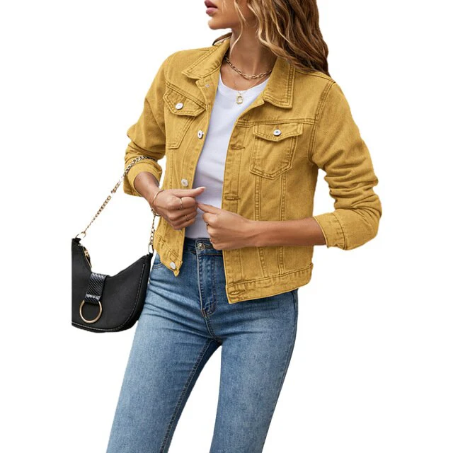 Dames denim jack – Tijdloos kort model met knoopsluiting