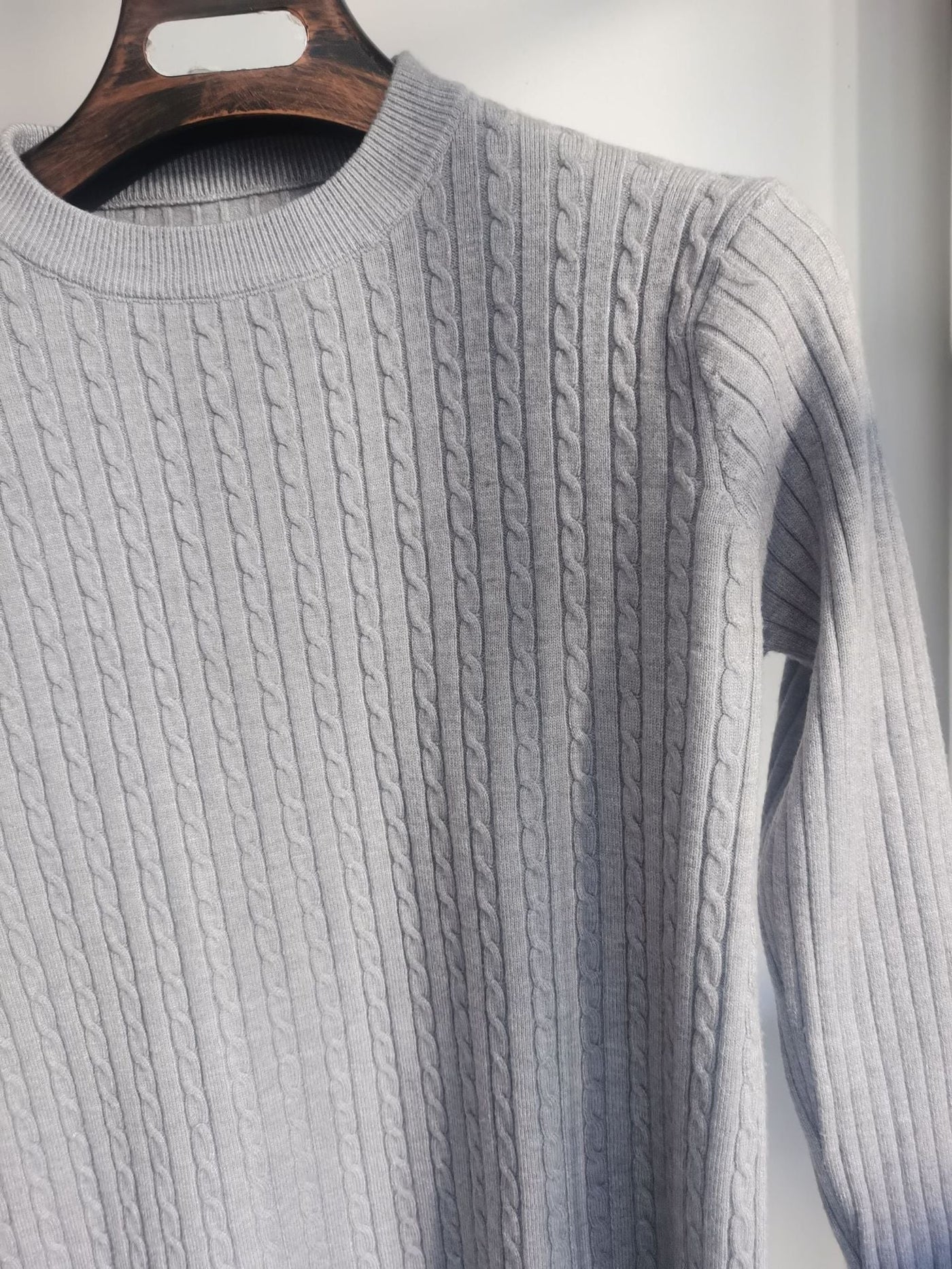 Slim fit fijn gebreide heren trui met ronde hals