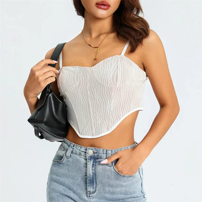 Helivienne - Soft Mesh Cropped Corset