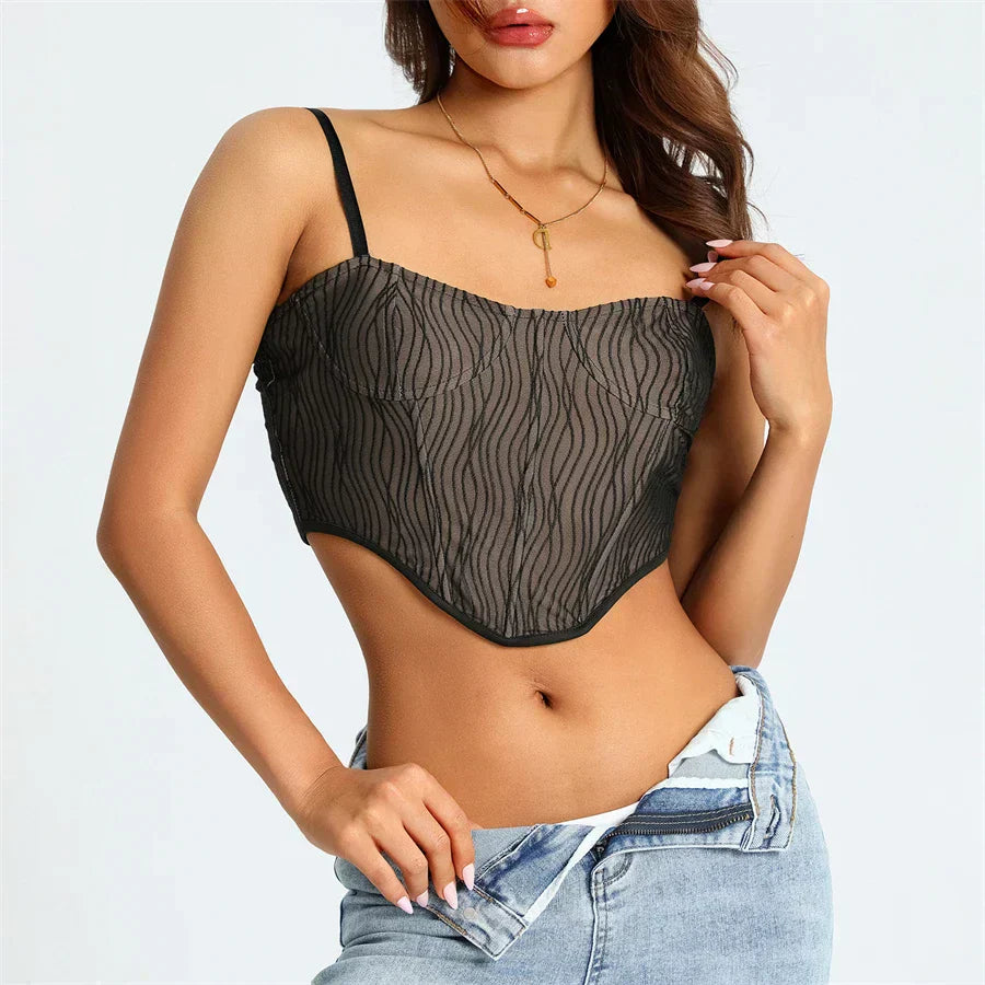Helivienne - Soft Mesh Cropped Corset