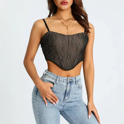 Helivienne - Soft Mesh Cropped Corset