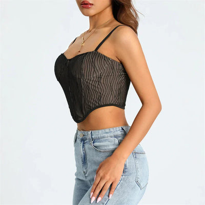 Helivienne - Soft Mesh Cropped Corset