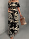 Zainab | Off-Shoulder Top & Wijde Broek Set - Tropische Print