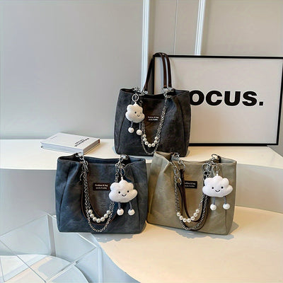 Zara | Elegante Dames Handtas met Pareldetail en Luxe Ketting