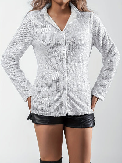 Zoey | Prachtige Pailletten Blouse met Lange Mouwen