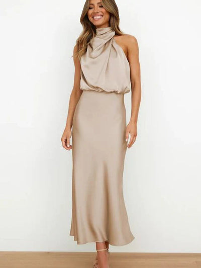 Evelynn - elegante coltrui satijnen lange jurk