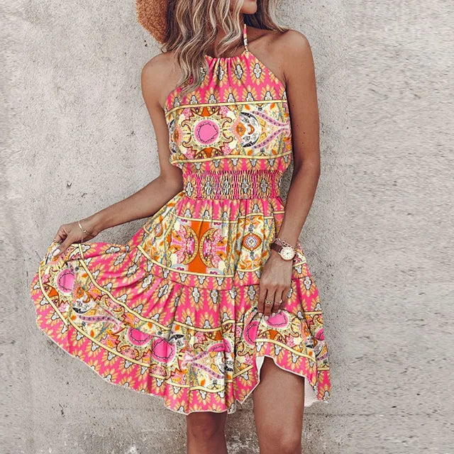 Ivoree - chique jurk met halternek en elastische taille