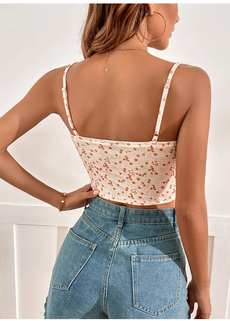 Helivara - Summer Crop Top with Floral Print