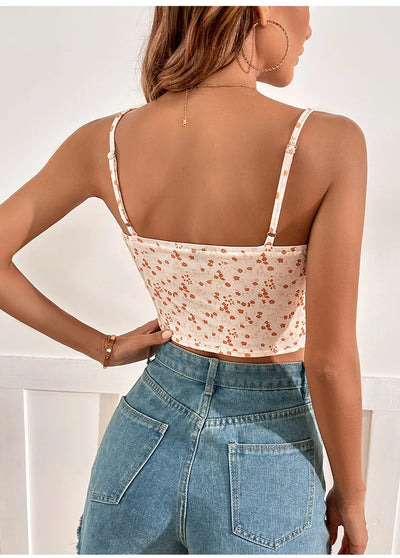 Helivara - Summer Crop Top with Floral Print