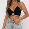 Havienna - Black Cut-Out Crop Top with Bow Details