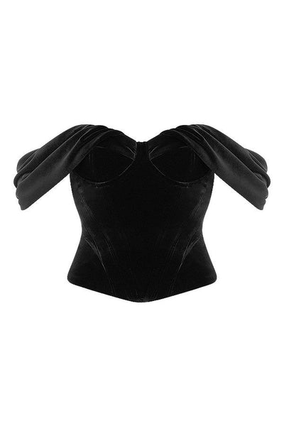 Havelle - Black Velvet Strapless Top