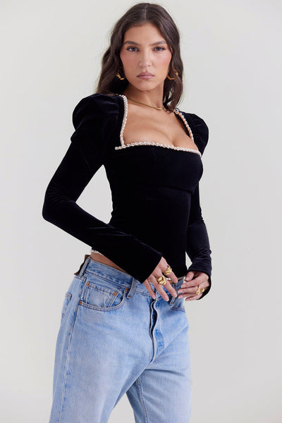 Helviana - Black Velvet Top
