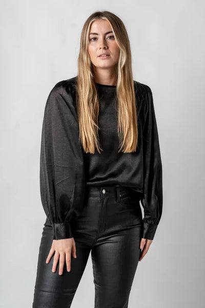 Zwarte blouse met ballon mouwen