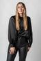 Zwarte blouse met ballon mouwen