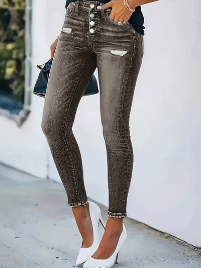 Nina | Modieuze & veelzijdige skinny jeans met hoge taille in klassiek blauw