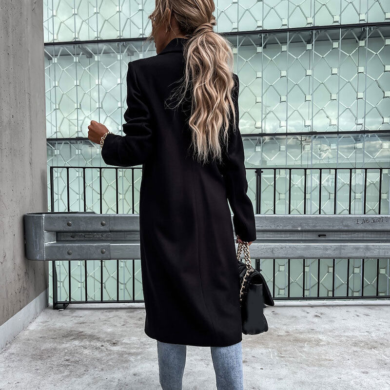 Long Coat with Lapel – Classic Button Coat